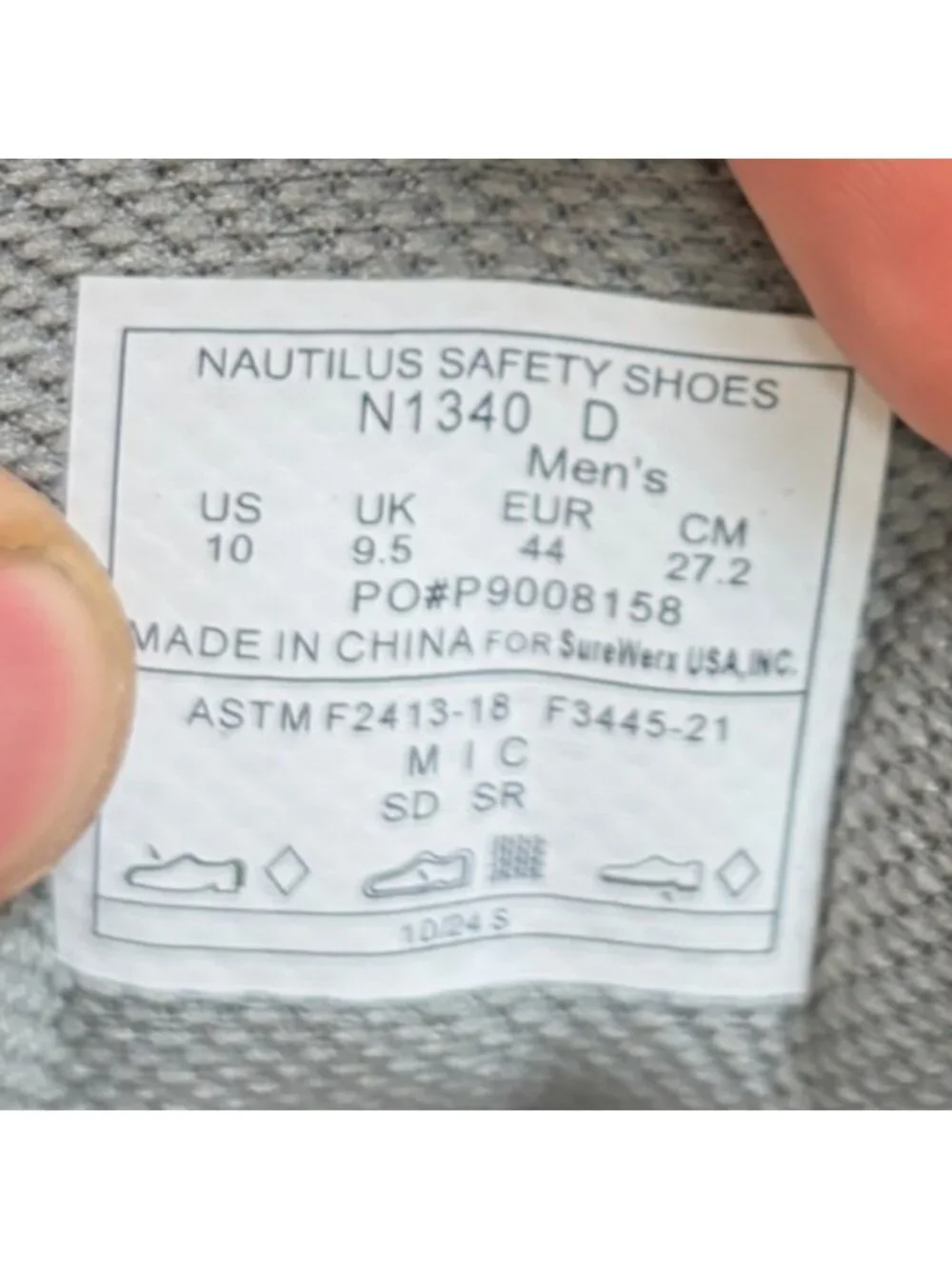 Nautilus Safety Mens Size 10 Gray Black Composite Toe Working Shoes Sneakers